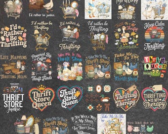 20+ Ich wäre lieber Thrifting PNG, süßes Thrift Cart Zitat Design, Thrifting PNG, Thrift ästhetisches Shirt Design, Vintage Shopping Liebhaber, Boutique