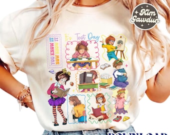 Retro Junie B. Jones Png, Teacher Library Book Club Kindergarten School Png, Junie B Teacher Png, Children's Character Affirmations