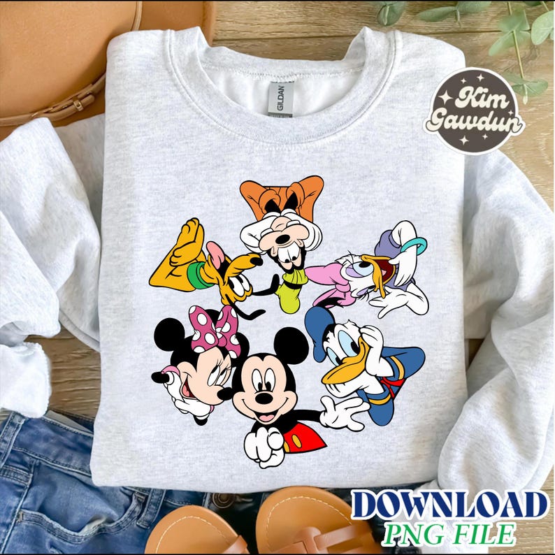 Retro Mickey Mouse and Friends Signatures Png File, Disneyland Characters Magical Digital Download, Disneyworld Mouse Head Png, Mikey & Co image 2