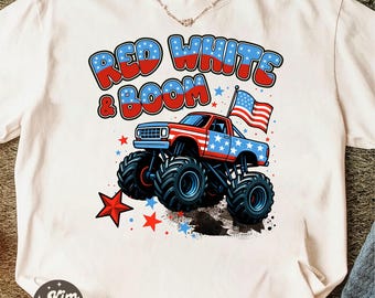 Boys 4th of July PNG, Kids 4th of July Png, Superhero Red White and Boom Png, Excavator Png, Patriotic Png, American Boy Gift
