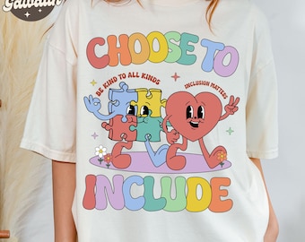 Elija incluir PNG, camiseta divertida de concienciación sobre el autismo, camiseta para profesores de educación especial, diseños de camisetas sobre neurodiversidad, PNG de aceptación del autismo
