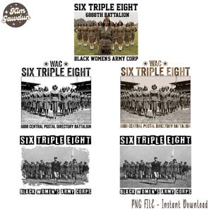 9 Designs 6888th Png Bundle, Six Triple Eight Png, Black Women&#39;s Army Corps Png, Women&#39;s Army Corps, Major Charity Adams,Black History Month