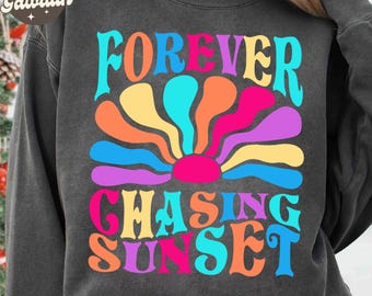 Forever Chasing Sunsets Png, Beach png, Retro Summer png, Retro png, Summer png, Trendy png, Sublimation Designs, Summer T Shirt Png Design