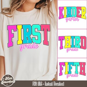 Retro Back to School PNG Bundle, Coquette Kindergarten Pre-K 1st 2nd 3rd 4th Grade Png, Girly Pink Bow, Hand Drawn, Colorful Png