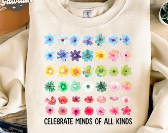 Celebrate Minds of All Kinds Shirt Png, Neurodiversity Png, Autism Awareness png, ADHD png, Autism Acceptance Gift for Special, Autism Mom