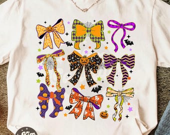 Kokette gruselige Jahreszeit Png, Preppy Halloween Png, Kokette Bogen Png, Halloween Png, netter Geist Png, Halloween-Shirt-Design