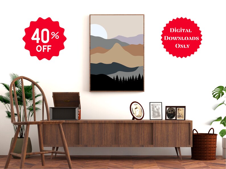 Minimalist Mountain Wall Art 2023 Boho Hippie Tapestry 2023 Etsy