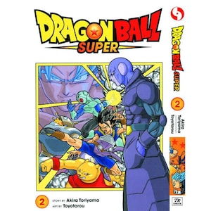 K&ouml;nnte beinhalten: Dragon Ball Super Manga Band 2 Cover mit einem blauen, gr&uuml;nen und gelben Charakter mit einem roten Stern auf gelbem Hintergrund. Der Text "Dragon Ball Super" ist in gro&szlig;en, fetten Buchstaben. Die Nummer "2" befindet sich in der unteren rechten Ecke.