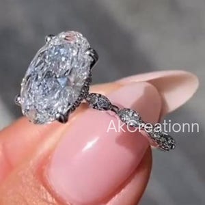 3 CT Oval Cut Moissanite Diamond Ring Oval Hidden Halo Engagement Ring 14K Solid Gold Wedding Ring Proposal Ring Anniversary Gift For Women