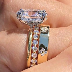 3 CT Oval Cut Moissanite Engagement Bridal Ring Set Full Eternity Matching Wedding Band Hidden Halo Bridal Ring Anniversary Gift for Women