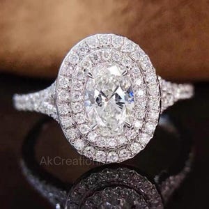 1.25 CT Oval Double Halo Moissanite Engagement Ring 14K Solid Gold Vintage Art Deco Ring Moissanite Ring Promise Ring Wedding Ring For Her