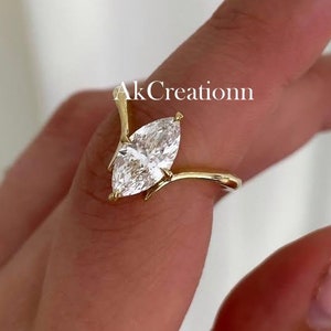 2 CT Floating Marquise Cut Moissanite Diamond Wedding Ring 14K solitaire Gold Engagement Ring Anniversary Gift Ring Perfect For Women