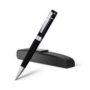Bolígrafo Gíabo “Mokuzai” en laca de piano negra y piel sintética: un elegante instrumento de escritura para la oficina y regalos.