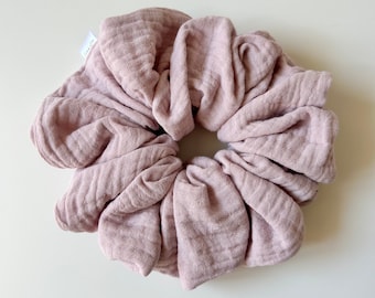 Jumbo Textured Cotton Scrunchie Dusty Pink, Hair Tie Accessory