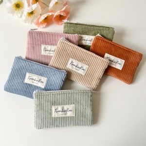 Corduroy Mini Zippered Coin Pouch, Card Wallet Purse