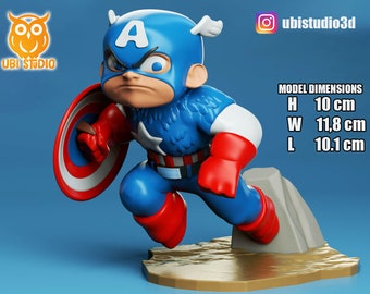 Hand-Painted Captain America Chibi Resin Statue | Gamer Gift