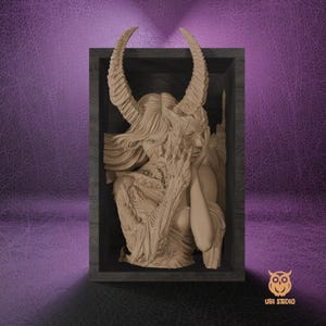 Demon Girl - Mythology Fantastic Beast Hero - Wall Decor STL - Book Nook - Bookshelf Decor - Book Holder - 3D Print STL File - Download STL