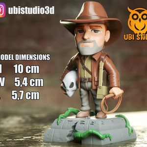 Indiana Jones Chibi Indiana Statue 3D Printed | Gift For Gamer | Handmade Gift | Resin Figure | Hand Painted