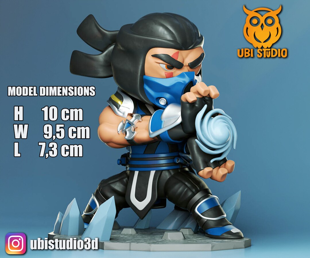 Sub-zero Chibi | Sub Zero Statue 3D Printed | Gift for Gamer | Handmade ...