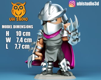 Déchiqueteuse Chibi | Statue Shredder imprimée en 3D | Cadeau pour joueur | Cadeau fait main | Figurine en résine | Peint à la main