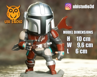 Mandalorian Chibi | Mandalorian Statue 3D Printed | Gift For Gamer | Handmade Gift | Resin Figure | Hand Painted