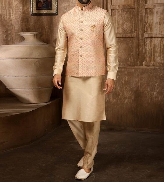 Kurta pajama with jacket punjabi clearance style