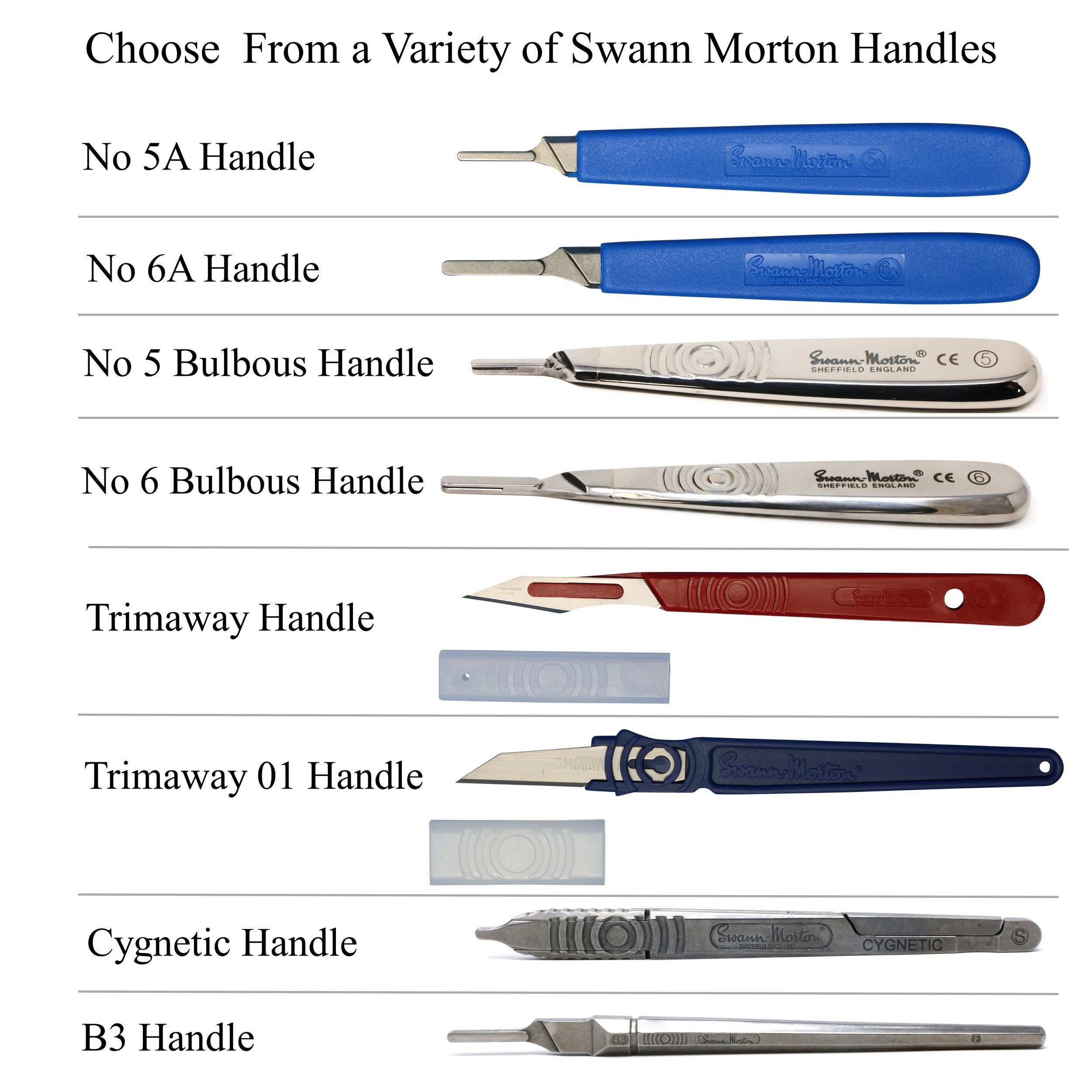 文房具・ステーショナリー DAC Saturna Margaret Morales Swann Morton Scalpel Handle No.5a, 6A, 5 Bulbous, 6 Bulbous