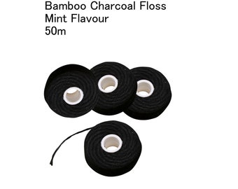 Bamboo Dental Floss Charcoal Vegan Biodegradable Minty 50-Metre Roll