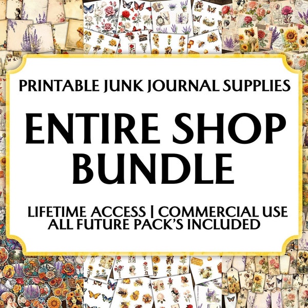 Junk Journal Whole Shop Bundle, druckbares Junk Journal Kit, Junk Journal Zubehör, Scrapbook Zubehör, Ephemera Kit