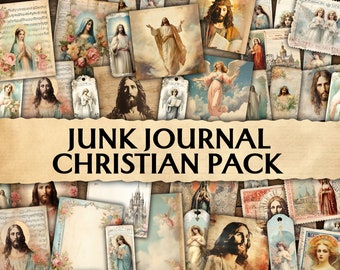 Junk Journal Printable Christian Pack, Scrapbook Christianity Bedarf, religiöses Journaling, Ephemera Vintage Christian, Biblisch, Katholisch