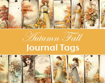 Junk Journal Autumn Fall Tags, Printable Shabby Tags, Journaling Tags, Ephemera Cards, Scrapbook Tags, Journal Inserts, Thanksgiving, Cozy