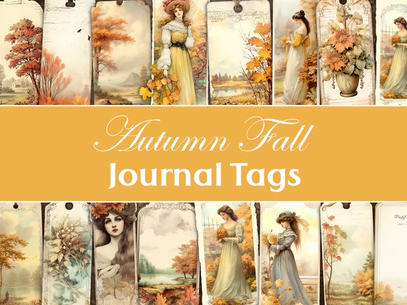 Junk Journal Autumn Fall Tags, Printable Shabby Tags, Journaling Tags ...