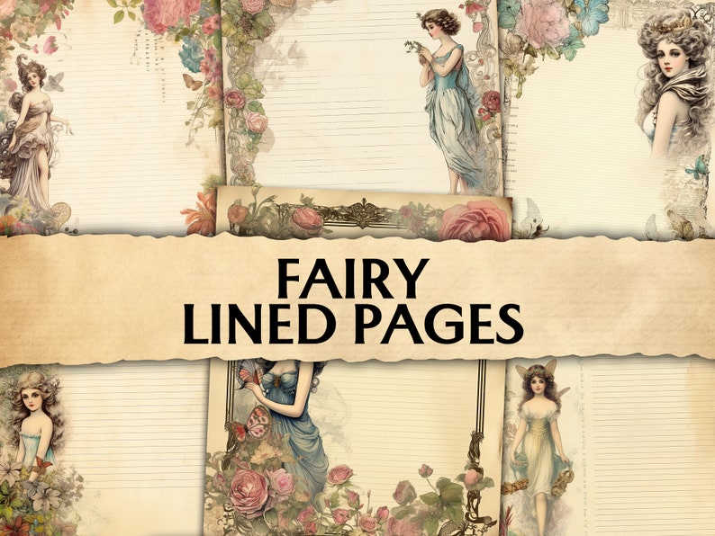 Junk Journal Fairy Magic Lined Pages, Printable Shabby Pages ...