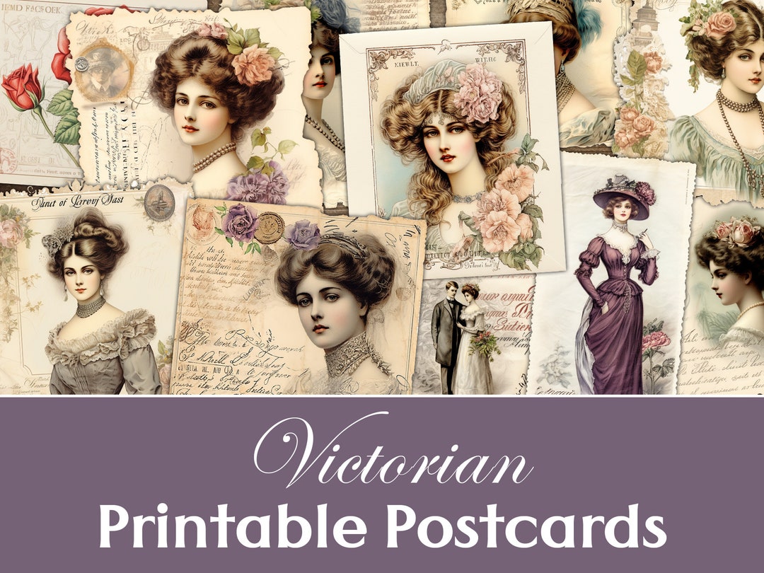 Victorian Postcards Printable Victorian Ephemera Junk Etsy
