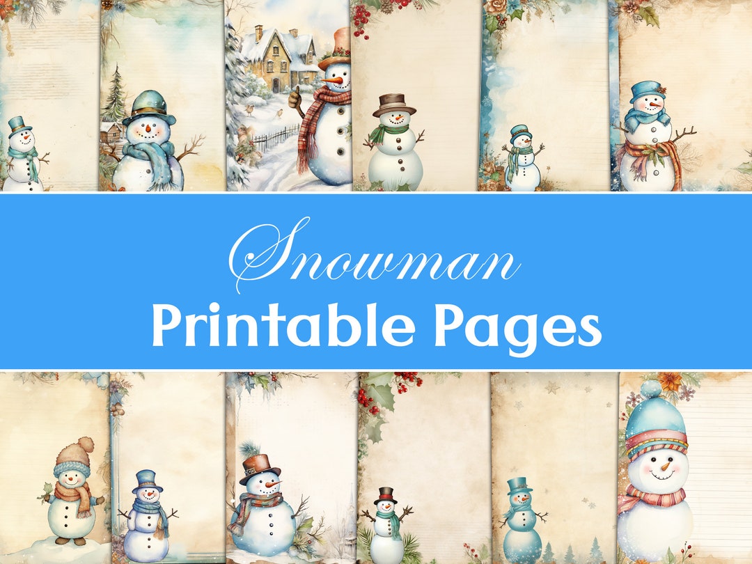 Junk Journal Snowman Pages, Printable Shabby Papers, Ephemera Winter ...