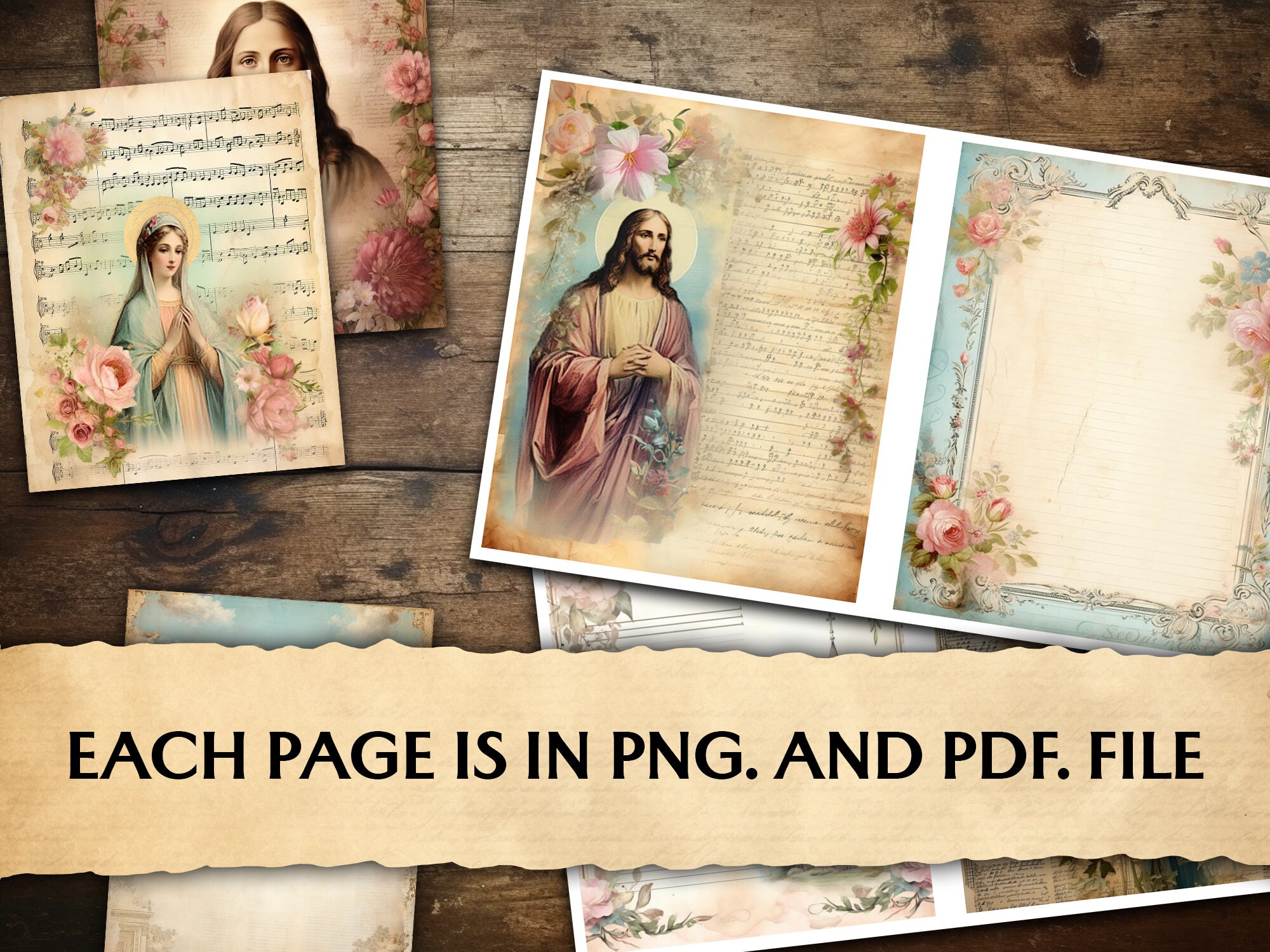 Junk Journal Christian Pages, Printable Shabby Religious Pages ...