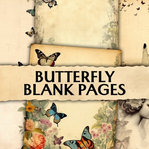 Junk Journal Butterfly Pages vierges, Pages minables imprimables, Pages de journalisation, Junk Journal Paper, Scrapbook Paper, Papeterie Kit, vintage