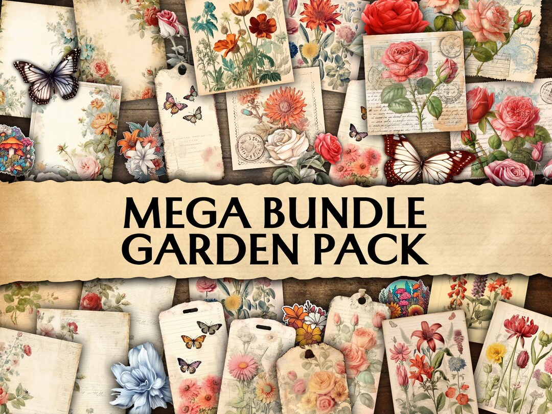 MEGA BUNDLE Junk Journal Botanic Pack Printable Botanical Scrapbook ...