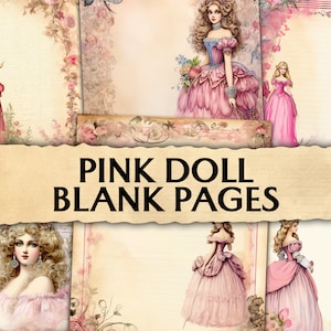 Junk Journal Pink Doll, Barbie Style, Pages blanches, Pages minables imprimables, Pages de journalisation, Papier Junk Journal, Papier Scrapbook, vintage