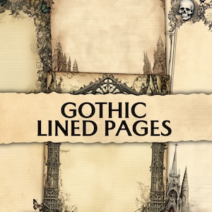 Junk Journal Gothic Lined Pages, Printable Shabby Pages, Journaling Pages, Junk Journal Paper, Scrapbook Paper, Stationery Kit, Vintage