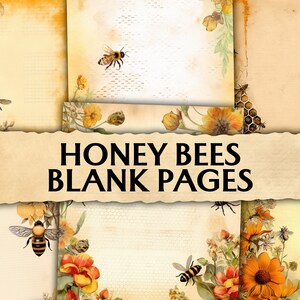 Junk Journal, Pages vierges Abeilles, Pages minables imprimables, Pages de journalisation, papier pour journal indésirable, papier de scrapbooking, kit de papeterie, vintage