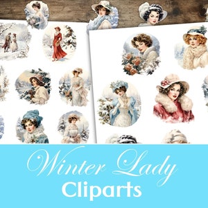 Aquarelle Winter Clipart Bundle, Coupes difficiles d’hiver, Belle PNG d’hiver, Vacances, Pays des merveilles, Jardin d’hiver, Flocons de neige, Kit de journal indésirable