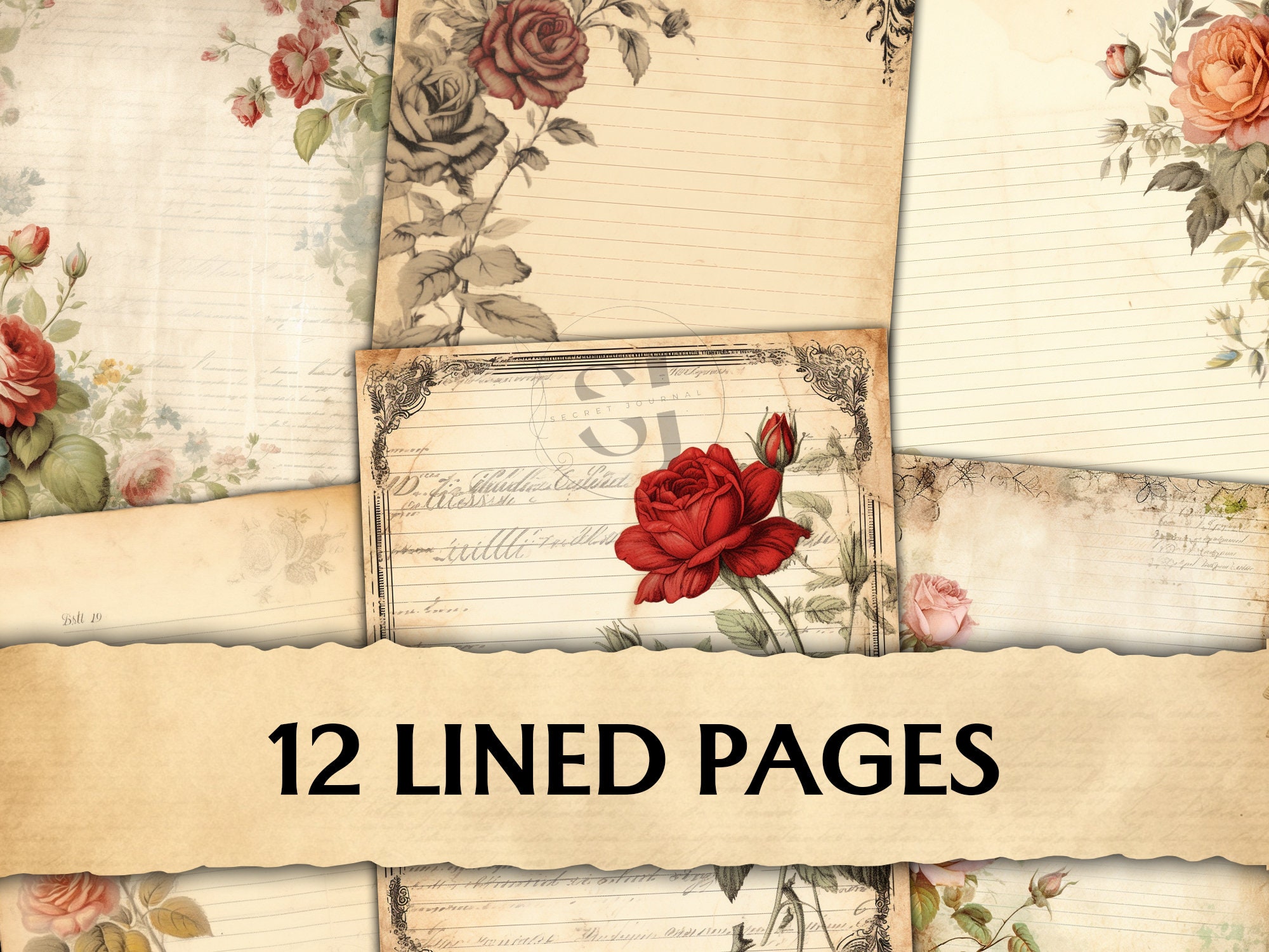 MEGA BUNDLE Junk Journal Rose Pack Printable Roses Scrapbook Rose ...