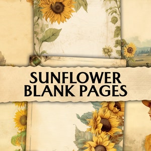Junk Journal Sunflower Pages vierges, Pages minables imprimables, Pages de journalisation, Junk Journal Paper, Scrapbook Paper, Papeterie Kit, vintage
