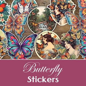 Butterfly Stickers, Vintage Butterfly Fussy Cuts, Junk Journal Butterflies, Notes Stickers, Ephemera, Printable, Flowers, Garden, Botanical