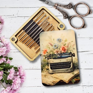 Vintage Typewriter Needle Minder Storage Case | Cross Stitch Needle Holder | Embroidery Needle Holder | Personalized Sewing Notions Gift