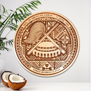 Seal of American Samoa Wall Plaque | Polynesian South Pacific Laser Engraved Wall Art
