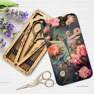 Dragonflies Scissor Storage Combo Case | Needle Minder | Embroidery Scissors Keeper | Custom Mother&#39;s Day Gifts | Scissors Not Included