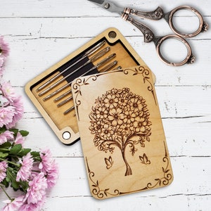 Floral Tree Needle Minder Storage Case | Cross Stitch Needle Holder | Embroidery Needle Holder | Personalized Sewing Notions Gift