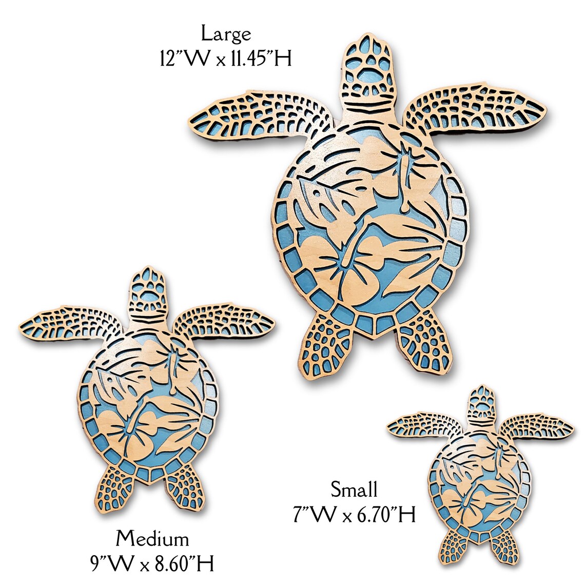 Sea Turtles Family Wall Art Tropical Hawaiian Home Decor Boho Sea